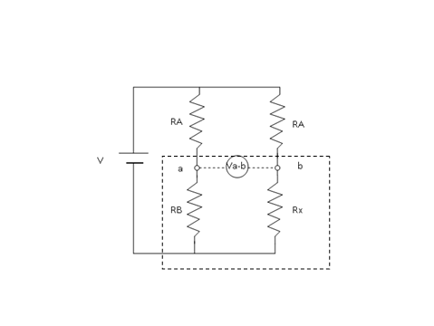 金属抵抗線プローブのブリッジ回路 金属抵抗線プローブのブリッジ回路